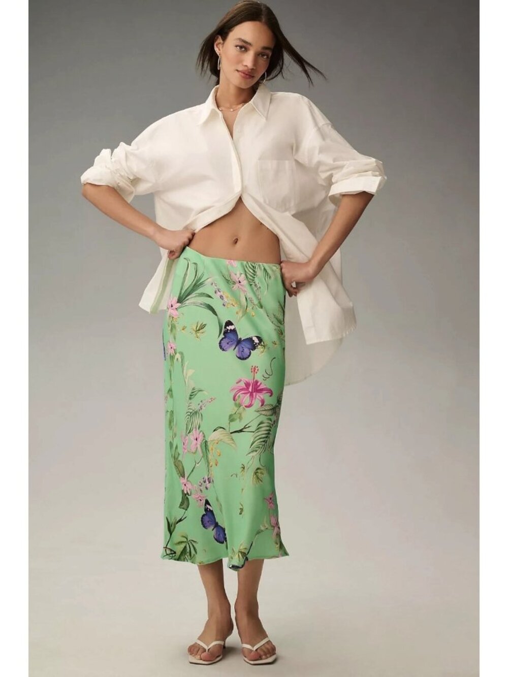 Anthropologie The Tilda Midi Slip Skirt Floral Butterfly Print Y2K 90s Small - Picture 4 of 12